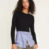 Veronica Beard Rocha Mixed-Media Pullover Clothing 1 Veronica Beard Rocha Mixed-Media Pullover Clothing