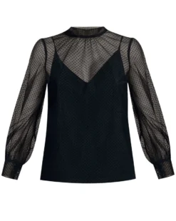 Veronica Beard Voleni Swiss-Dot Top