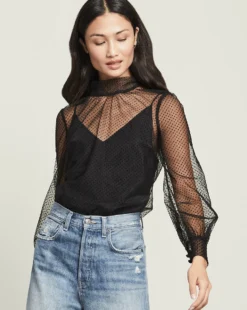 Veronica Beard Voleni Swiss-Dot Top