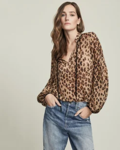 Veronica Beard Clothing Charen Leopard Top