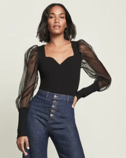 Veronica Beard Finian Mixed-Media Top