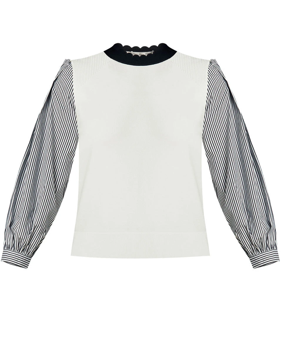 Veronica Beard Clothing Roy Mixed-Media Pullover Veronica Beard Clothing Roy Mixed-Media Pullover