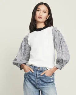 Veronica Beard Clothing Roy Mixed-Media Pullover