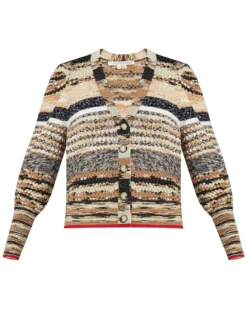 Veronica Beard Clothing Cecily Mixed-Knit Cardigan