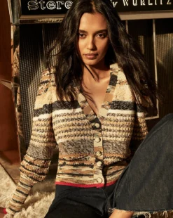 Veronica Beard Clothing Cecily Mixed-Knit Cardigan