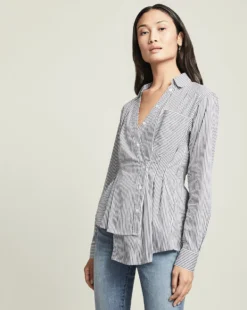 Veronica Beard Clothing Rosamund Striped Wrap Shirt