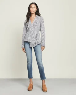 Veronica Beard Clothing Rosamund Striped Wrap Shirt