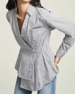 Veronica Beard Clothing Rosamund Striped Wrap Shirt