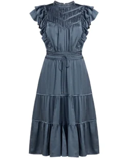 Veronica Beard Snover Satin Midi Dress Clothing