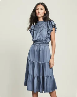 Veronica Beard Snover Satin Midi Dress Clothing