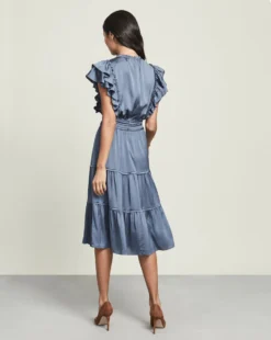 Veronica Beard Snover Satin Midi Dress Clothing