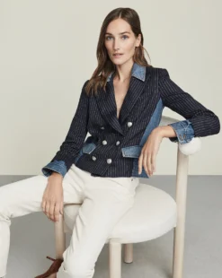 Veronica Beard Jackets Arberie Mixed-Media Jacket