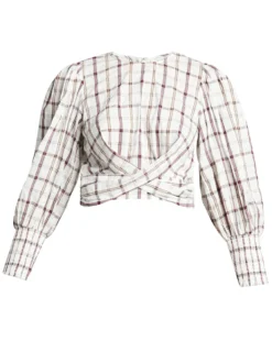 Veronica Beard Nyla Plaid Wrap Top Clothing