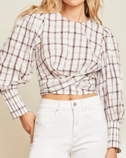 Veronica Beard Nyla Plaid Wrap Top Clothing