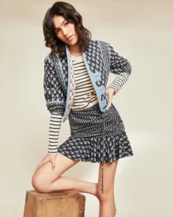 Veronica Beard Violet Stamped-Floral Skirt Clothing