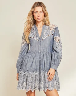 Veronica Beard Ariana Chambray Minidress Best Sellers
