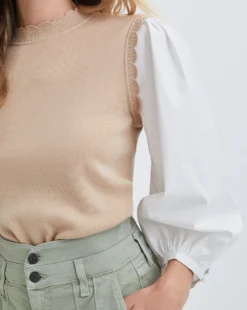 Veronica Beard Clothing Steffi Mixed-Media Pullover