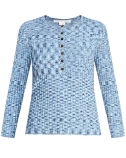 Veronica Beard Raphia Space-Dyed Henley Pullover