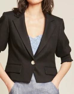 Veronica Beard Annabella Crop Linen Jacket Clothing