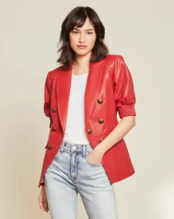 Veronica Beard Clothing Edra Leather Dickey Jacket