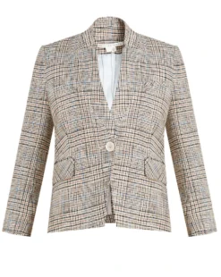 Veronica Beard Orchid Houndstooth-Plaid Dickey Jacket Clothing