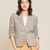 Veronica Beard Orchid Houndstooth-Plaid Dickey Jacket Clothing