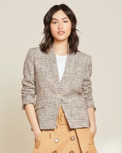 Veronica Beard Orchid Houndstooth-Plaid Dickey Jacket Clothing