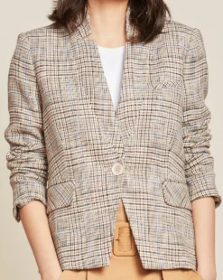 Veronica Beard Orchid Houndstooth-Plaid Dickey Jacket Clothing