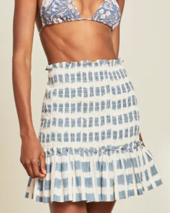 Veronica Beard Aloya Ikat Grid Smocked Skirt Clothing 4 Veronica Beard Aloya Ikat Grid Smocked Skirt Clothing