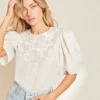 Veronica Beard Kamryn Floral Appliqué Top Clothing