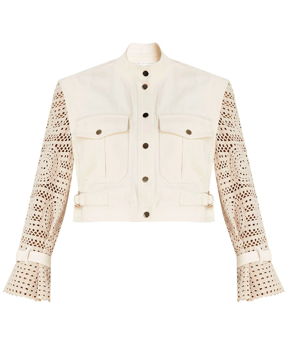Veronica Beard Aylin Crochet-Sleeve Jacket Veronica Beard Aylin Crochet-Sleeve Jacket