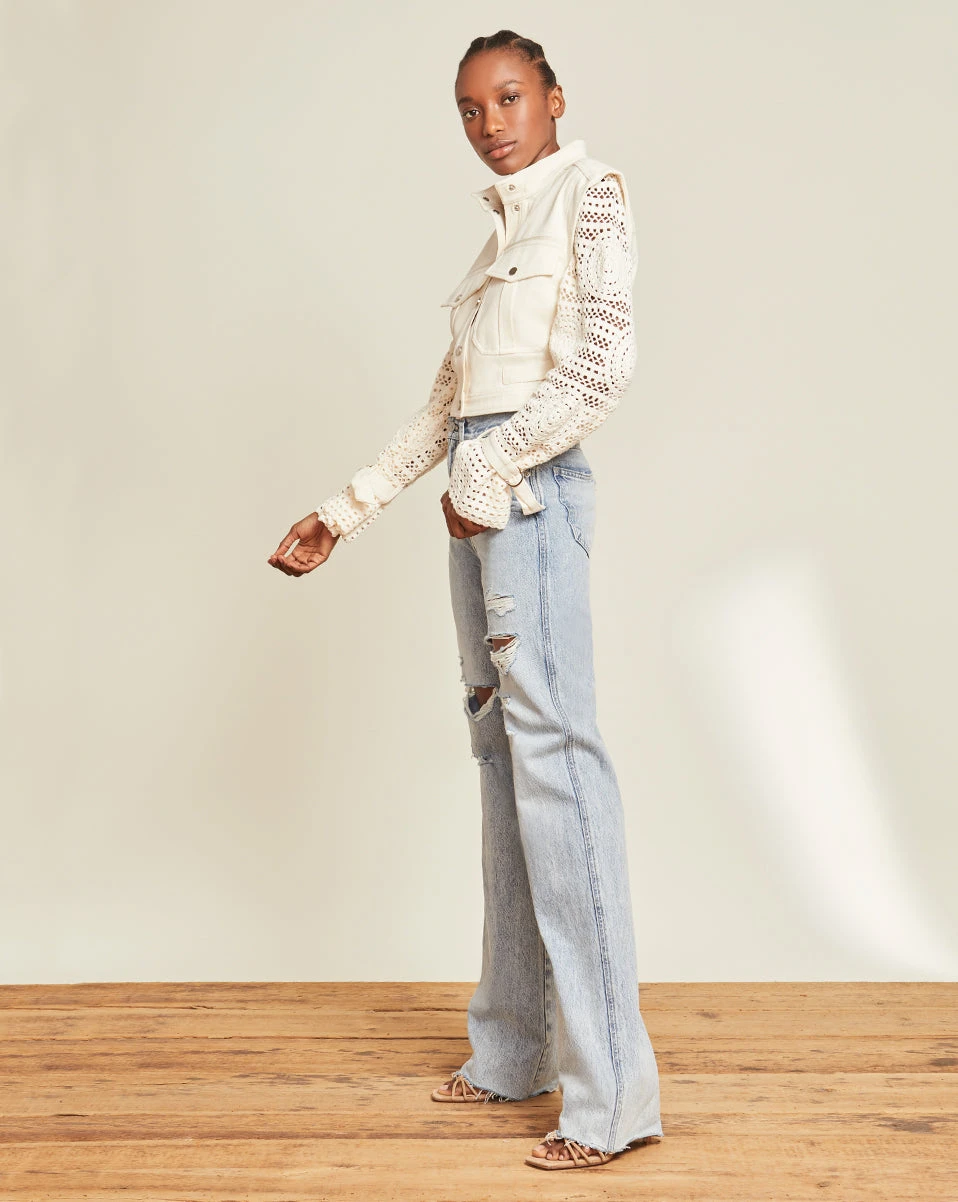 Veronica Beard Aylin Crochet-Sleeve Jacket Veronica Beard Aylin Crochet-Sleeve Jacket