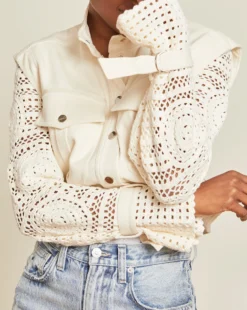 Veronica Beard Aylin Crochet-Sleeve Jacket 4 Veronica Beard Aylin Crochet-Sleeve Jacket