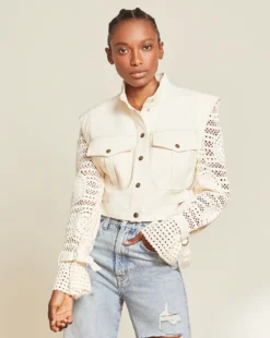 Veronica Beard Aylin Crochet-Sleeve Jacket