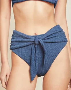 Veronica Beard Clothing Azoia Crinkle High-Rise Bikini Bottom