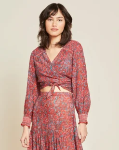 Veronica Beard Sarah Floral Tie Top Clothing