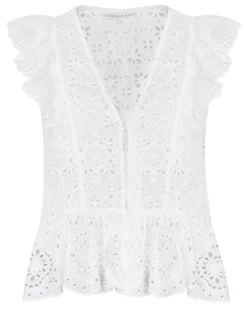 Veronica Beard Araya Eyelet Top