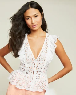 Veronica Beard Araya Eyelet Top