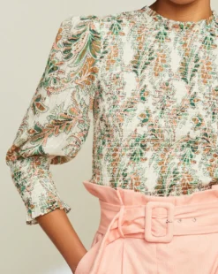 Veronica Beard New Arrivals Kali Floral Smocked Top