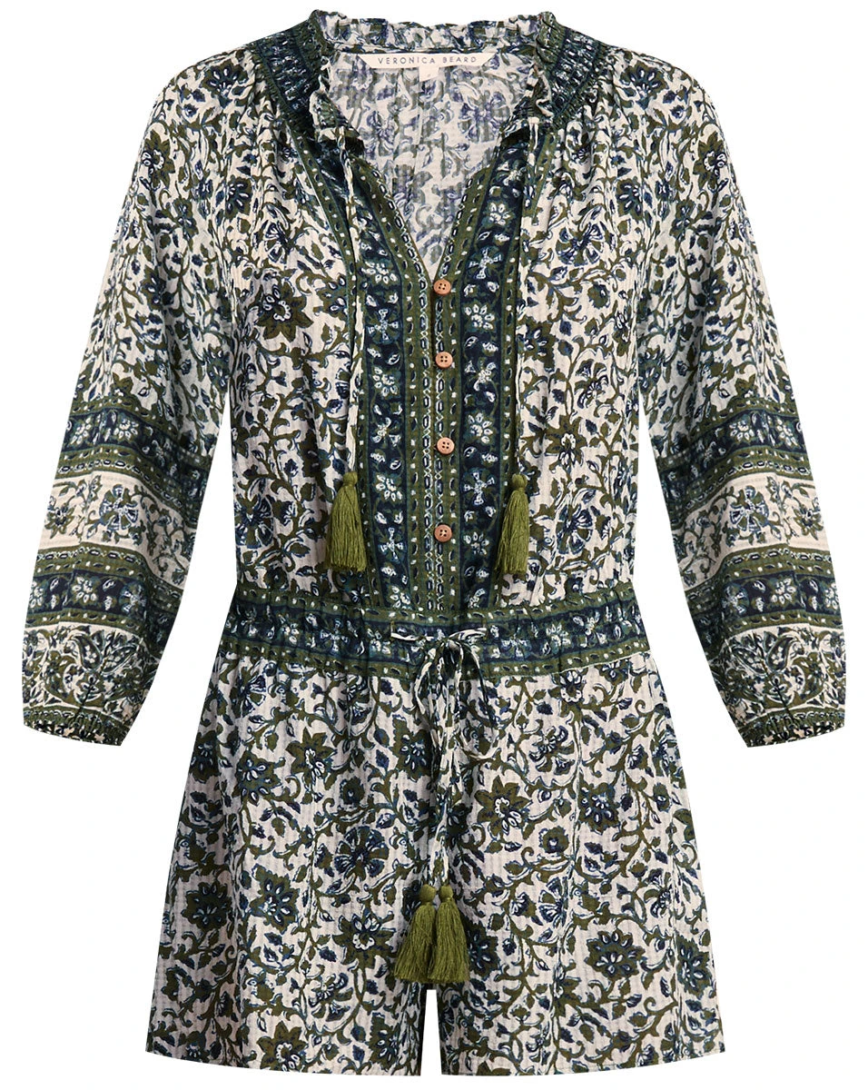 Veronica Beard Mariah Boho-Floral Romper New Arrivals Veronica Beard Mariah Boho-Floral Romper New Arrivals