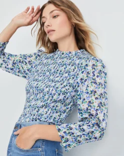 Veronica Beard Kali Smocked Top