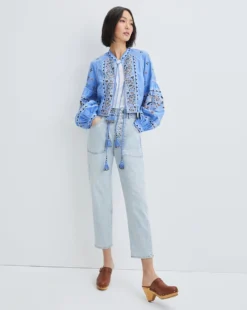 Veronica Beard Rivoli Embellished Linen Jacket