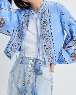 Veronica Beard Rivoli Embellished Linen Jacket