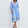 Veronica Beard Freyja Embellished Linen Dress