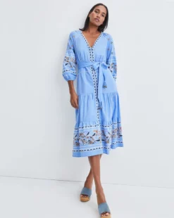 Veronica Beard Freyja Embellished Linen Dress