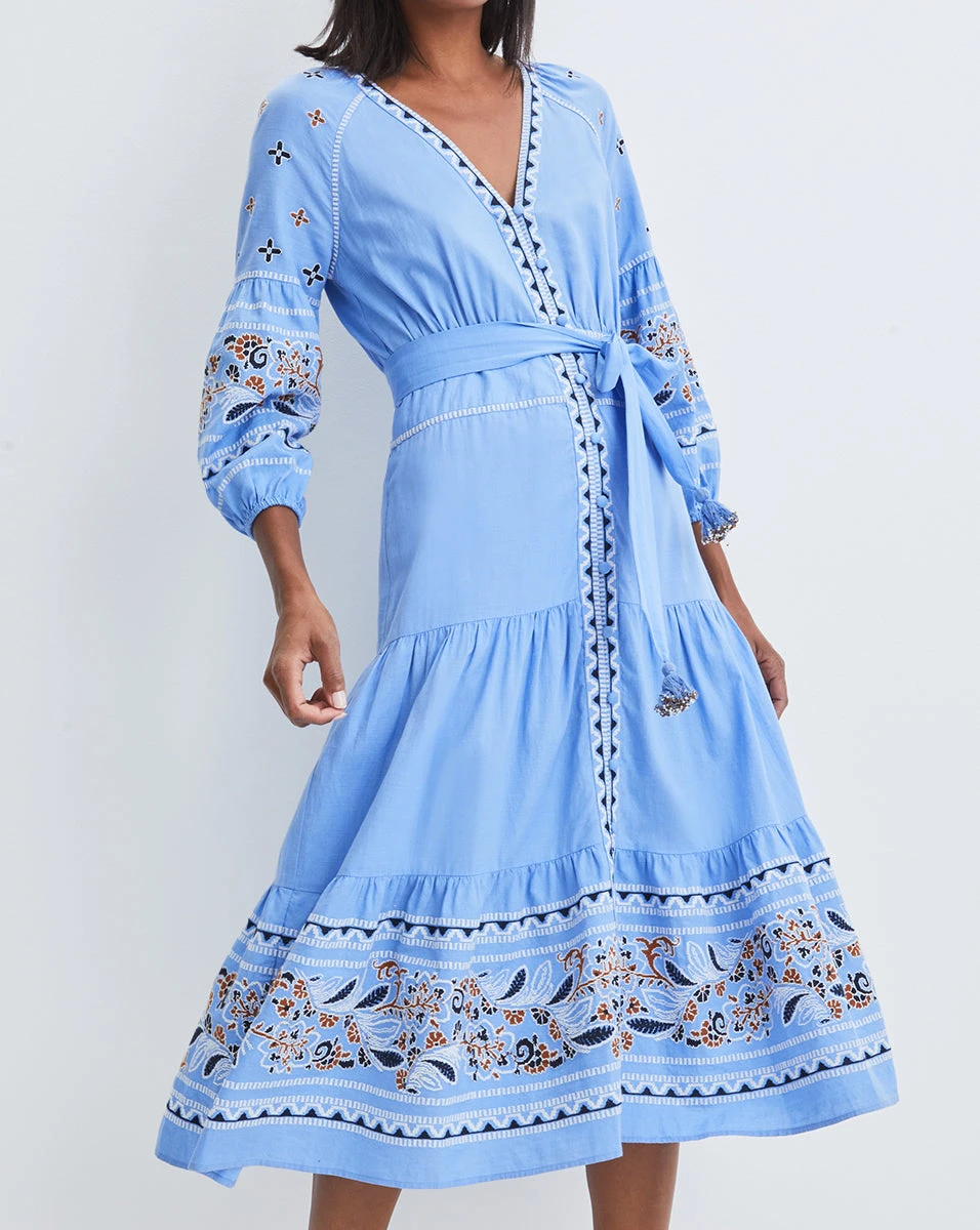 Veronica Beard Freyja Embellished Linen Dress Veronica Beard Freyja Embellished Linen Dress