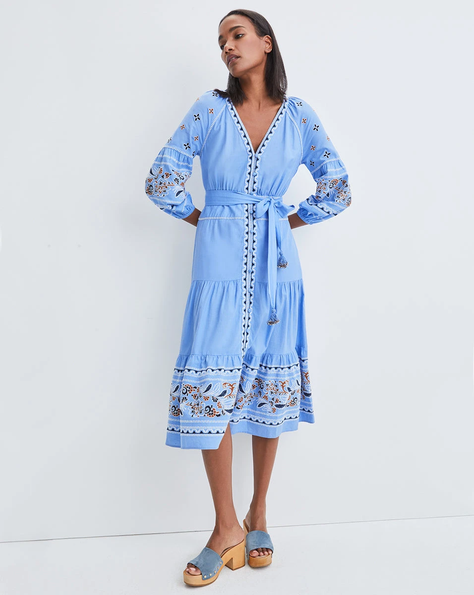 Veronica Beard Freyja Embellished Linen Dress Veronica Beard Freyja Embellished Linen Dress