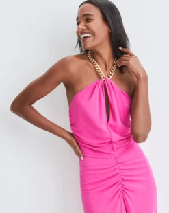 Veronica Beard Reze Chain-Link Halter Dress