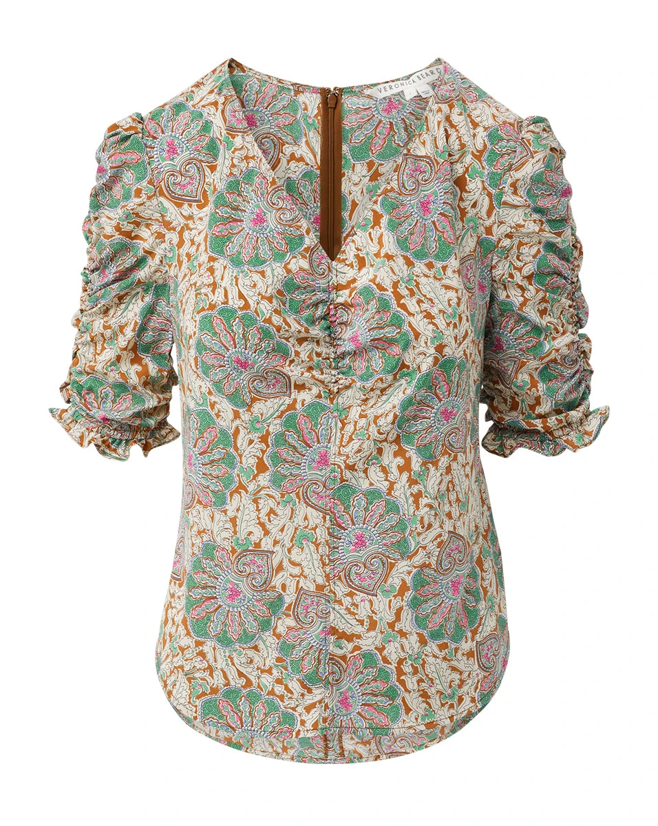 Veronica Beard Clothing Henrieta Medallion-Floral Top Veronica Beard Clothing Henrieta Medallion-Floral Top