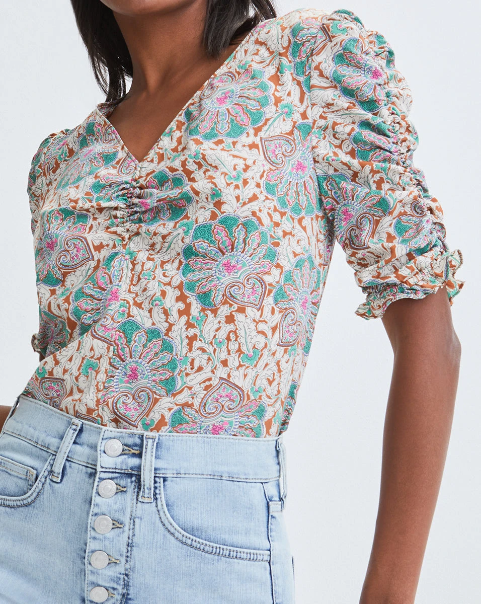 Veronica Beard Clothing Henrieta Medallion-Floral Top Veronica Beard Clothing Henrieta Medallion-Floral Top